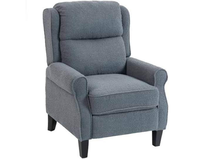 HOMCOM Fauteuil Inclinable en Polaire Teddy Repose-Pieds Extensible Gris Fauteuil de Relaxation\, Assise Rembourrée\, Ressorts Ensachés\, pour Salon\, Bureau\, Home Cinéma