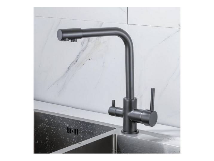 LuxusKollektion Spültischarmatur Küchenarmatur 3 Wege Grau 360° Drehbar (1-St)