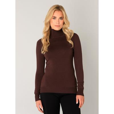 Rollkragenpullover BASE LEVEL "Yuen", Damen, Gr. 42, braun, Strick, Obermaterial: 80% Viskose, 20% Nylon, unifarben, figurbetont hüftlang, Rundhals, eng, Pullover Rollkragenpullover, mit Viskose