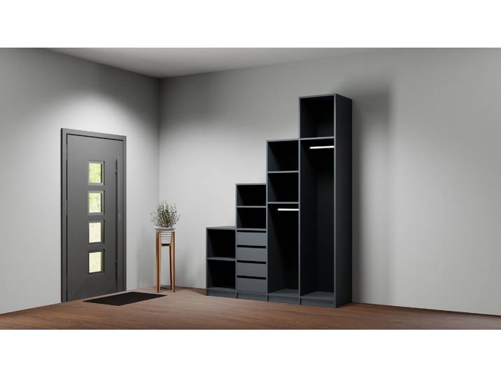 Stufenkleiderschrank nach Maß Premium Dekore Schwarz