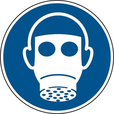Gebotsschild, Atemschutz benutzen M017 - ASR A1.3 (DIN EN ISO 7010) - 50 mm Folie selbstklebend