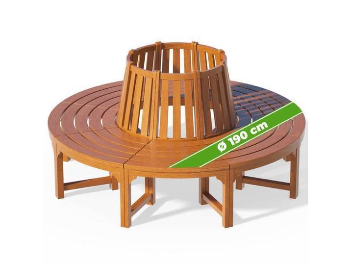 Banc de jardin rond Ø 190 cm en bois d'eucalyptus Certifié FSC® robuste banc circulaire tour d'arbre banquette ronde