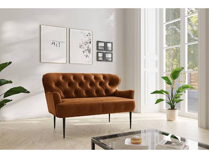 2-Sitzer Sofa Lodging Braun Microfaser Priya 153 x 97 x 87cm Landhaus