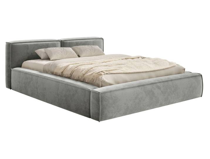 Selsey Tilves Slim - Lit Tapissé 200x200 avec Tiroir de Lit et Sommier\, Velours\, Gris