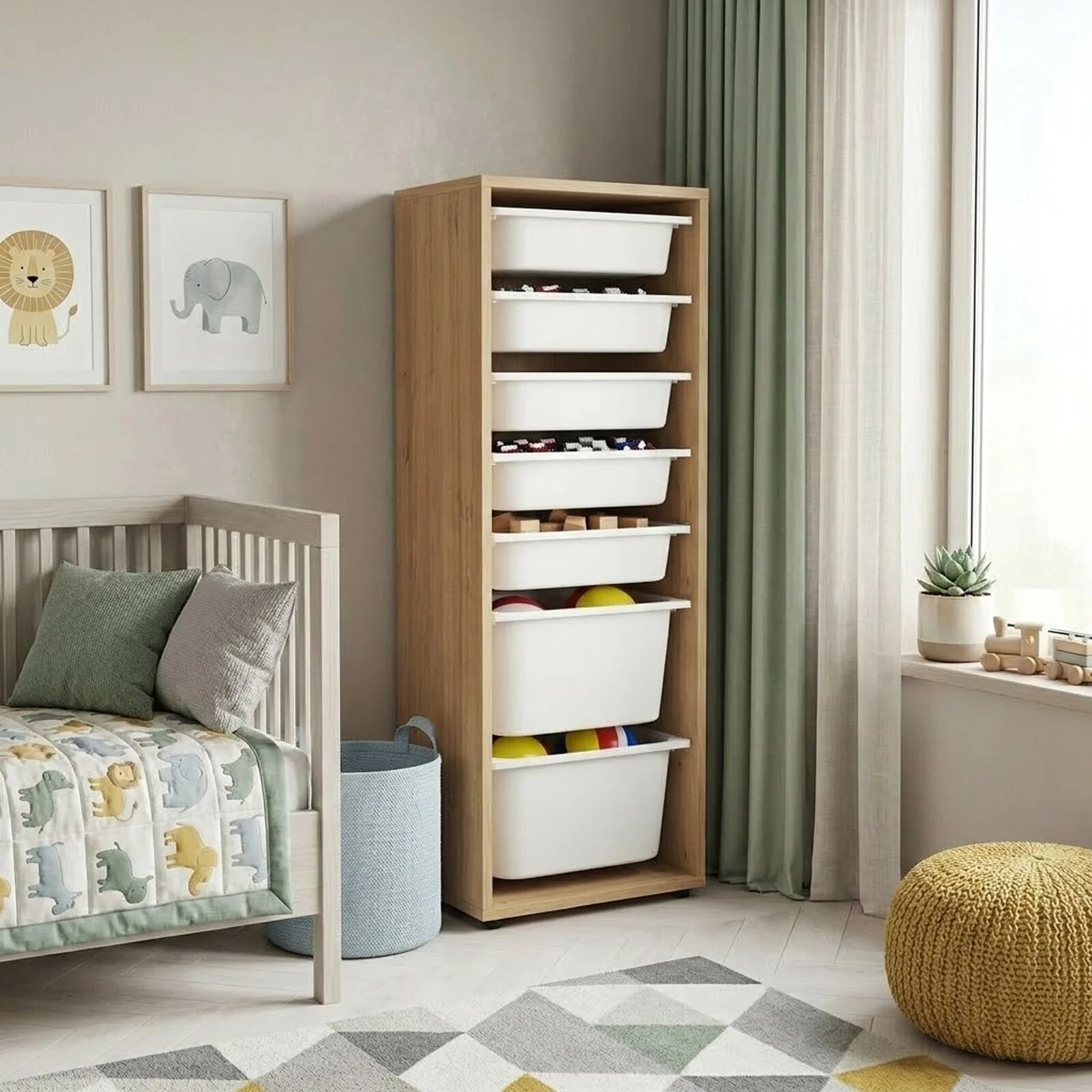 garneroarredamenti Cassettiera 45x125h cm colonna portagiochi multiuso rovere Fast Concordia