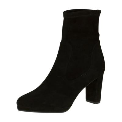 High-Heel-Stiefelette PETER KAISER "Peter Kaiser Stiefelette Veloursleder", Damen, Gr. 38,5, schwarz, Veloursleder, Schuhe