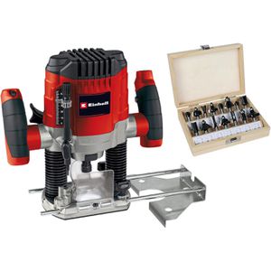 Einhell Oberfräse TC-RO 1155 Kit, 4350474, Netzbetrieb, 1100 W, 0 - 55 mm Frästiefe, mit Fräserbox, Schaft-Ø 6 - 8 mm