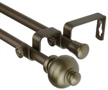 InStyleDesign Antique Gold Bottom Adjustable Double Curtain Rod