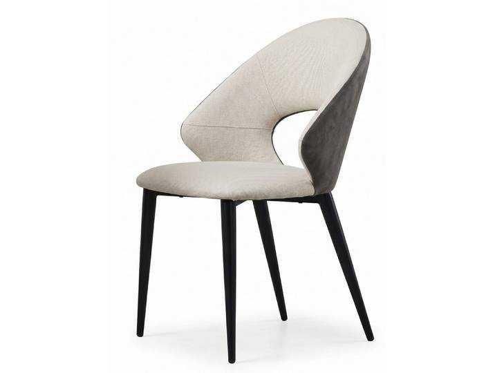 JVmoebel Esszimmerstuhl Design Stilvoll Esszimmerstuhl Beige Grau Ziernaht Rundes Loch Sitz (1-tlg)
