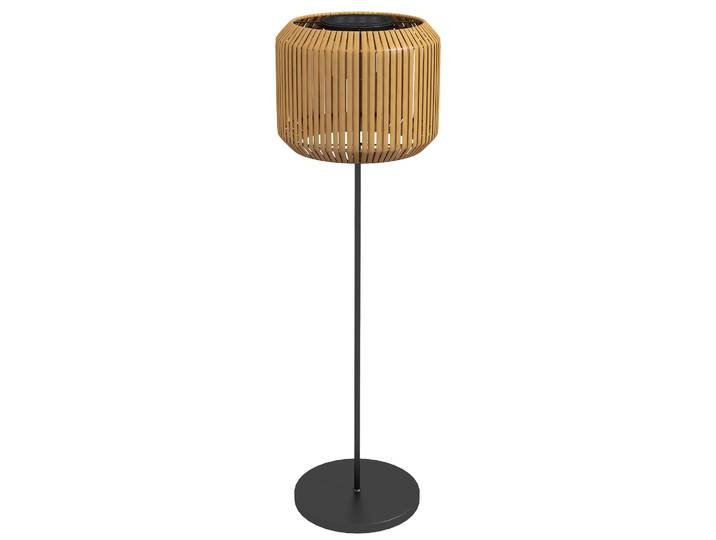 Outsunny Rattan Solarlampe, Wegleuchte mit Warmweißem Licht, Lichtsensor, Stahl