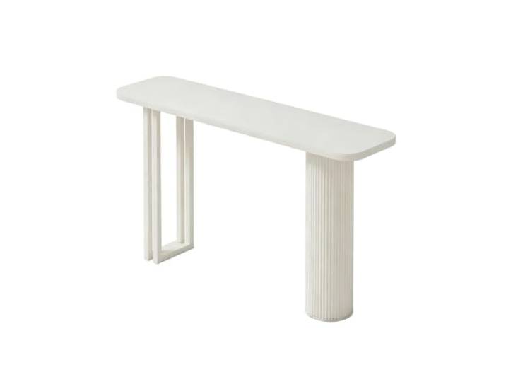 LEUBDIBR Moderne Sinterstein Konsole Tisch, schmaler Eingangs-Sofatisch Minimalistische italienische Optik, platzsparend Wanddekotisch Flur(White Base-D,150cm/59.1in)