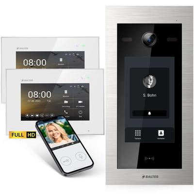HD Video Türsprechanlage mit Touchscreen und RFID für 1 Familienhaus, 2x Monitore, Balter EVO HD Touch