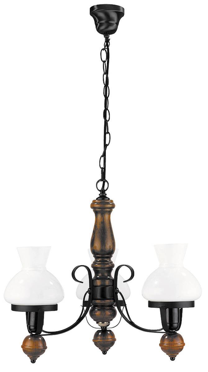 Rabalux 7078 Petronel Kroonluchter met 3 spots, zwart hout, rond, diameter: 60 cm