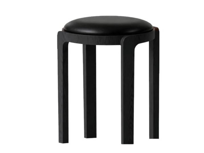 YDHFCD Stapelbarer Hocker mit gepolsterter Sitzfläche aus Massivholz Stapelbarer Holz-Hocker, gepolsterter runder Sitz, platzsparend, vielseitig.(Style 6)