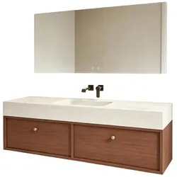 Badmöbel-Set mit Sinterstein-Waschbecken, wandhängendem Waschtischunterschrank & Spiegel 120×55 cm【RW211BKK】