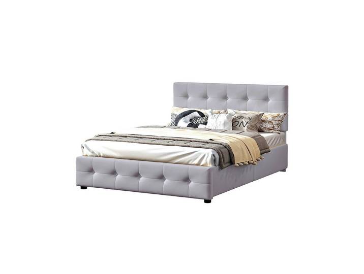 Flieks Polsterbett, Doppelbett Holzbett 4 Schubladen Samt 140x200cm
