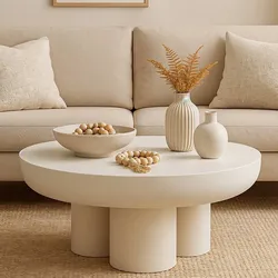 Couchtisch Sofatisch in runder Form auf Säulengestell