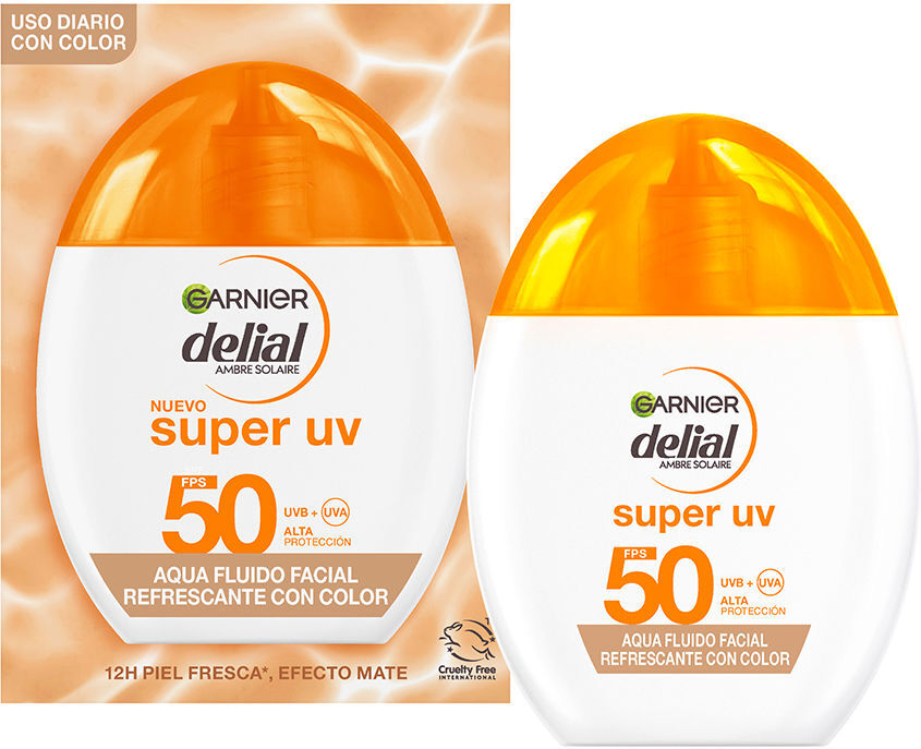 Garnier Delial Super Uv Fluide rafraîchissant pour le visage avec couleur SPF50 40 ml