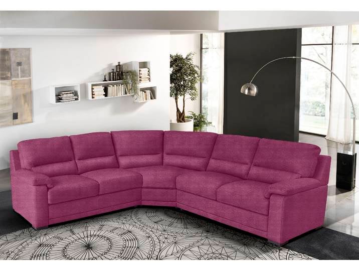 Ecksofa, Pink, 266x246 cm, Luxus-Mikrofaser, Fleckenabweisend, Modern