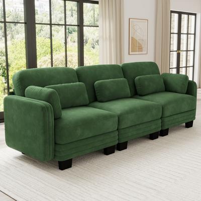 Loedds 100-Inch 3-Seat Chenille Modular Sectional Sofa with Tufted Detail