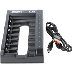 Xtar L8 / BC8 Schnell-Ladegerät für 1,5V Li-Ionen und 1,2V NiMH AA, AAA Akkus, mit 8 Ladeschächten, ohne Akkus, ohne Netzteil