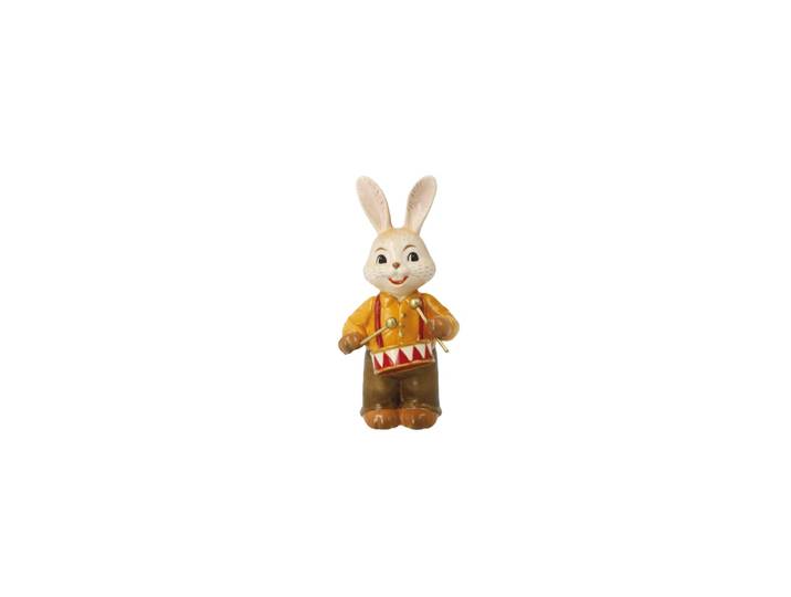 Osterhase GOEBEL herziger Trommler , braun (bunt), B:4,5cm H:8cm T:4cm, Steingut, Dekofiguren, Osterhase