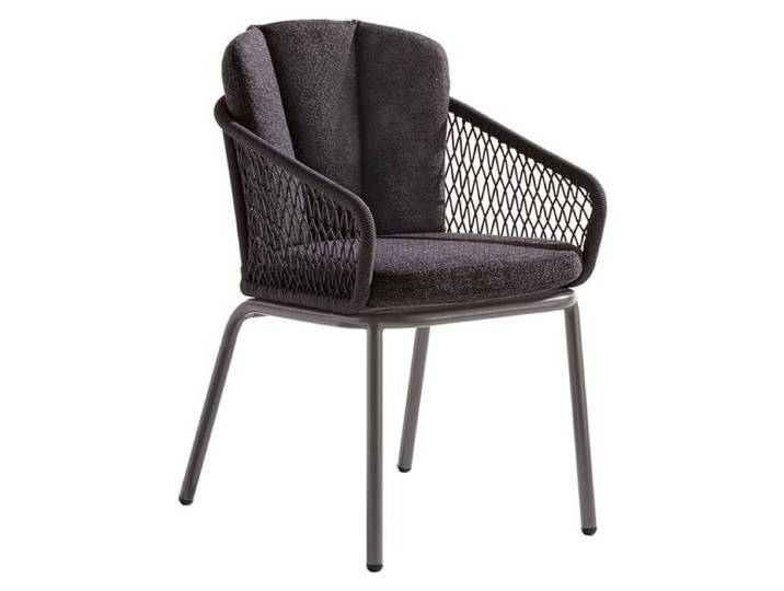 Sieger Gomera Gartensessel Aluminium mit Sitz- und Rückenkissen Dunkelgrau