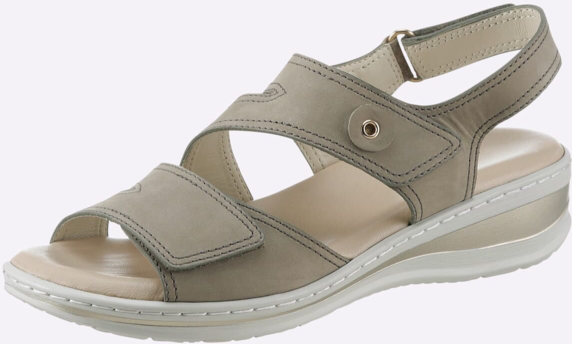 Sandalette, Damen, Gr. 40, Lederimitat, grün (schilf), Veloursleder, Schuhe Sandalette schilf 40, Lederimitat