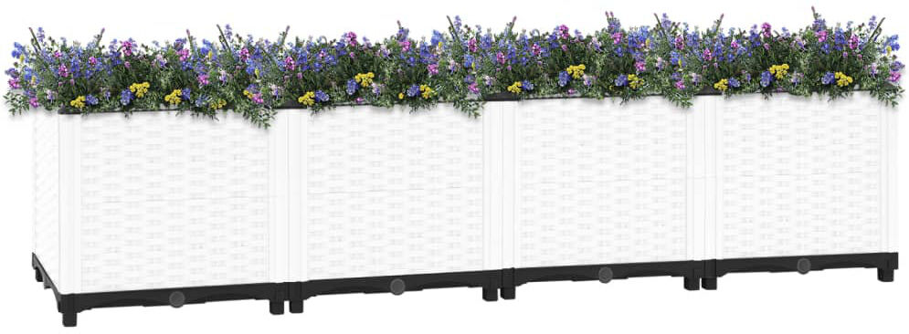 ClassicLiving Raised Bed Polypropylene Garden Planter Pot Planting Box Flower Pot White 160 x 40 x 38 cm