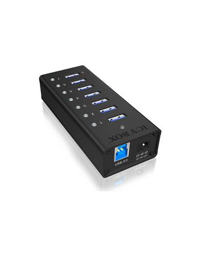 ICY BOX IB-AC618 USB-Hub 7 Port USB-A USB 3.0 5 GBit/s Schwarz IB-AC618