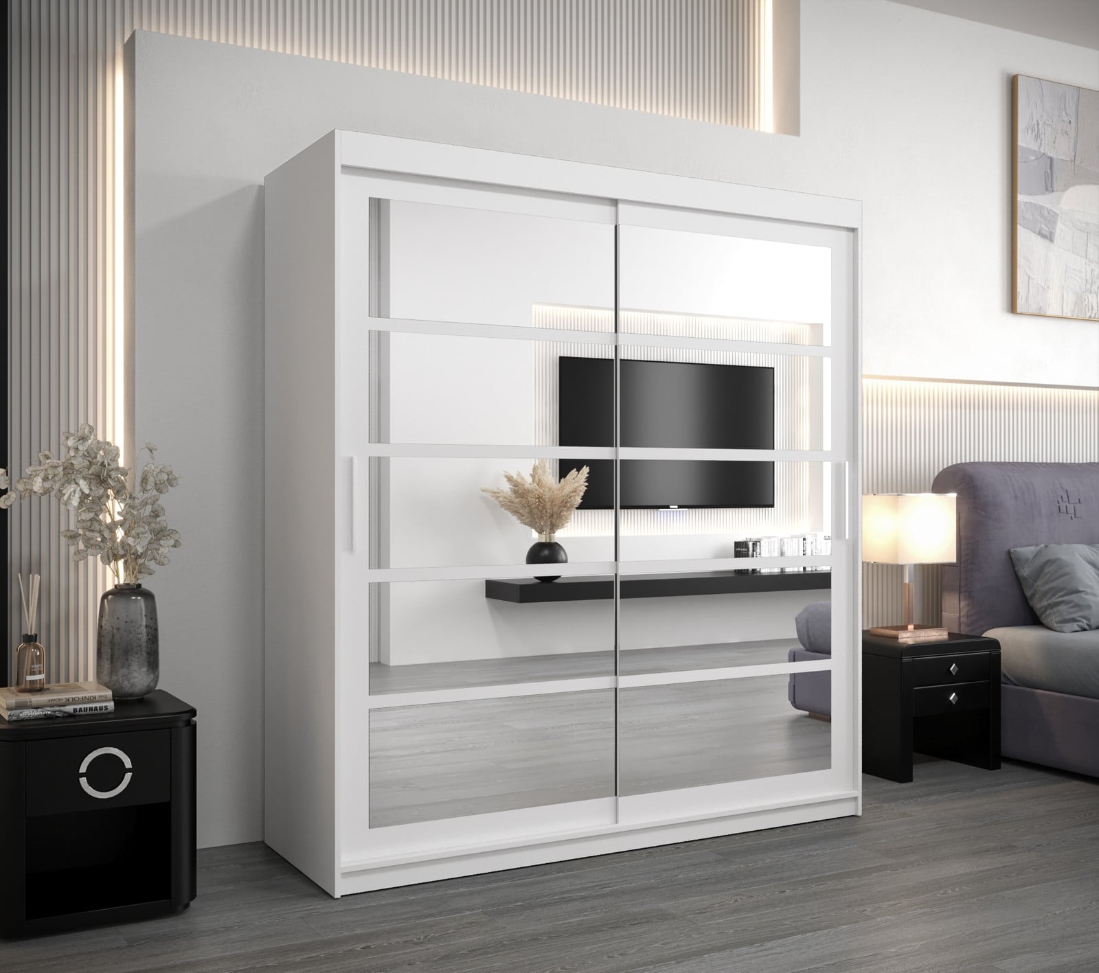 Minio Garderobe ROMA 2 met schuifdeuren, wit, Breedte: 180 cm