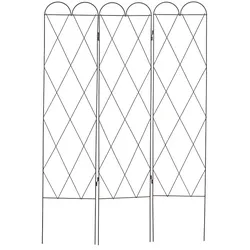 Relaxdays Rankgitter Metall, 3-teilig, zum Stecken, 162,5 cm hoch, Rankhilfe Kletterpflanzen, Spalier Garten, rotbraun
