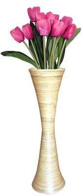 Vintiquewise Decorative Modern Bamboo Display Floor Vase Hourglass Shape, 27 Inch