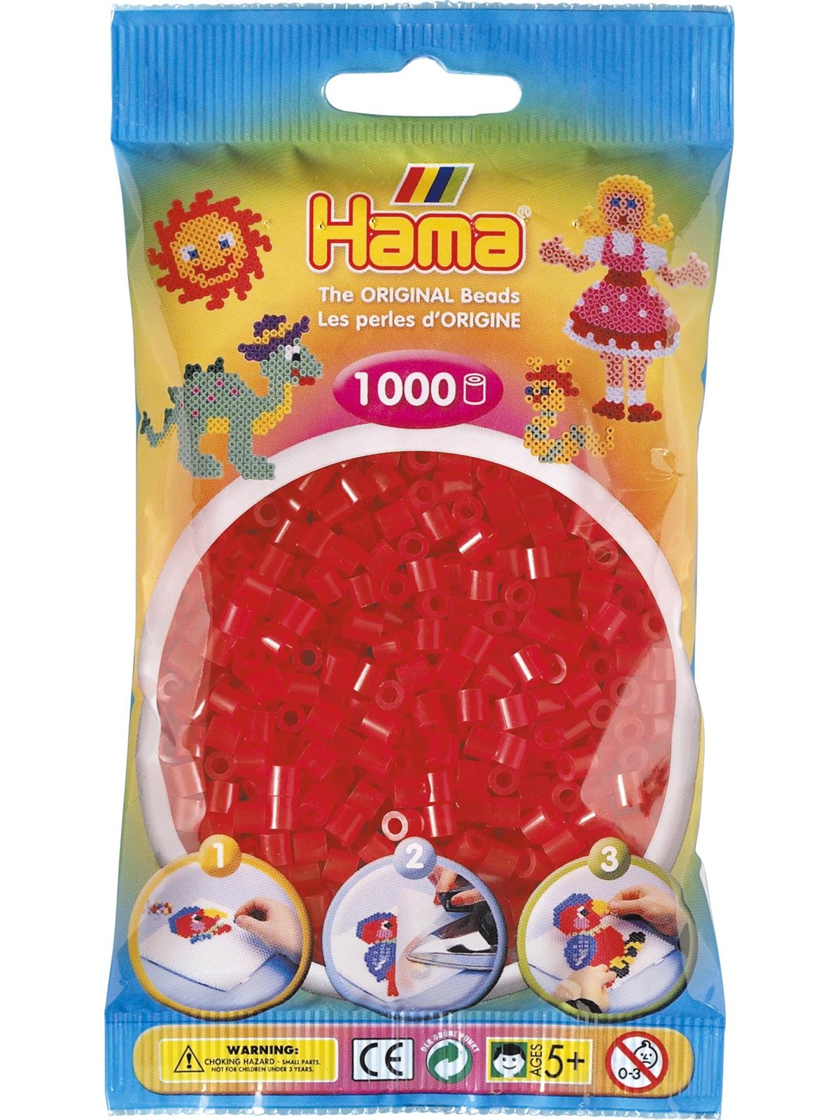 Hama Beads - Red transparent 1000 pcs