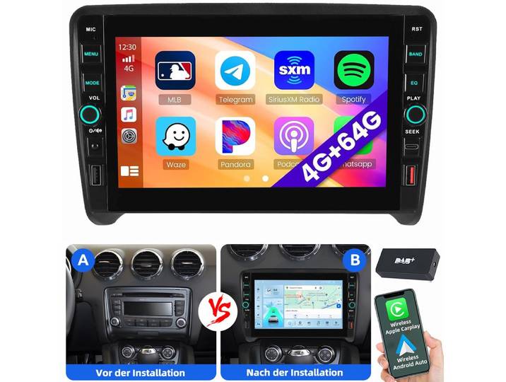 ESSGOO 8 Für Audi TT MK2 8J 2006-2014 Android 15 Carplay Autoradio (RDS, Digitalradio (DAB), FM)
