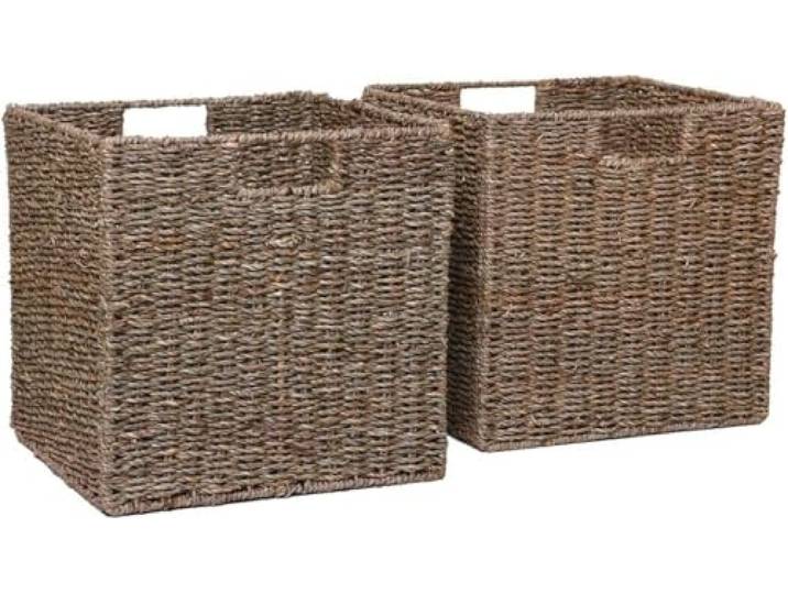 VIVANNO 2 Panier d'étagère Panier d'armoire jonc de mer pour Ikea Kallax/Expedit nature