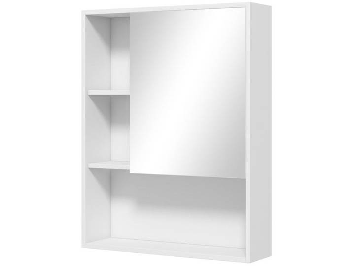 Meuble haut de salle de bain - Armoire murale salle de bain avec miroir meuble salle de bain 5 compartiments et étagère réglable