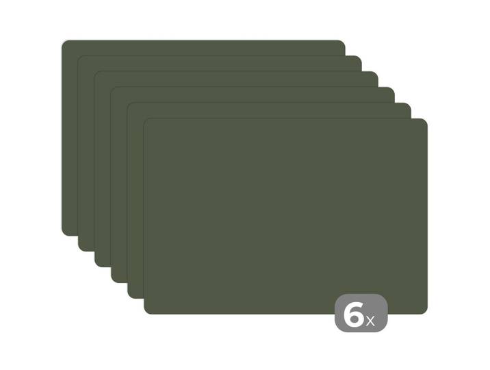 PLATZSETS 6er-Set Grün - Einfarbig - Olivgrün 45x30 cm Tischset