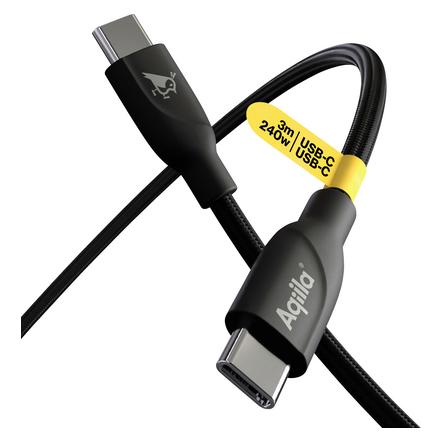 Aqiila Cablebird CB13 - USB-C to USB-C Braided cable, 240W (3m) - Black (3 m, USB 2.0, 240 W) (AQCBPBICB4BD881)