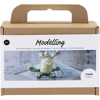 Creativ Company DIY Sets Modellieren Mini Kreativ Set Modellieren, Hellgrün, Dunkelgrün, Monster Lulu, Kreativ Box