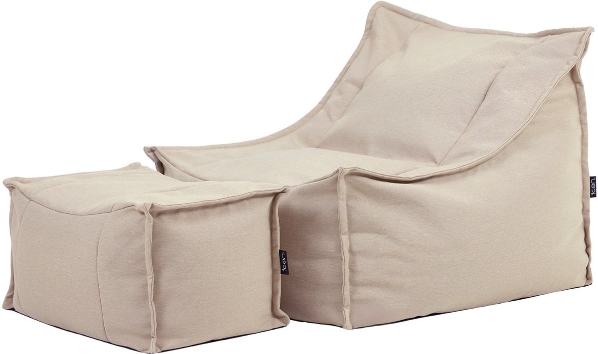 Icon Alto Zitzak Fauteuil met Poef en Vulling - Beige - Binnen en Buiten