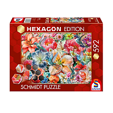 Schmidt Spiele Puzzle - Hexagon Edition - Große Blüten - 592 Teile 311422
