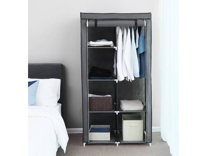 SONGMICS Armoire avec 1 tringle à vêtements 6 étagères Non-tissé\, gris