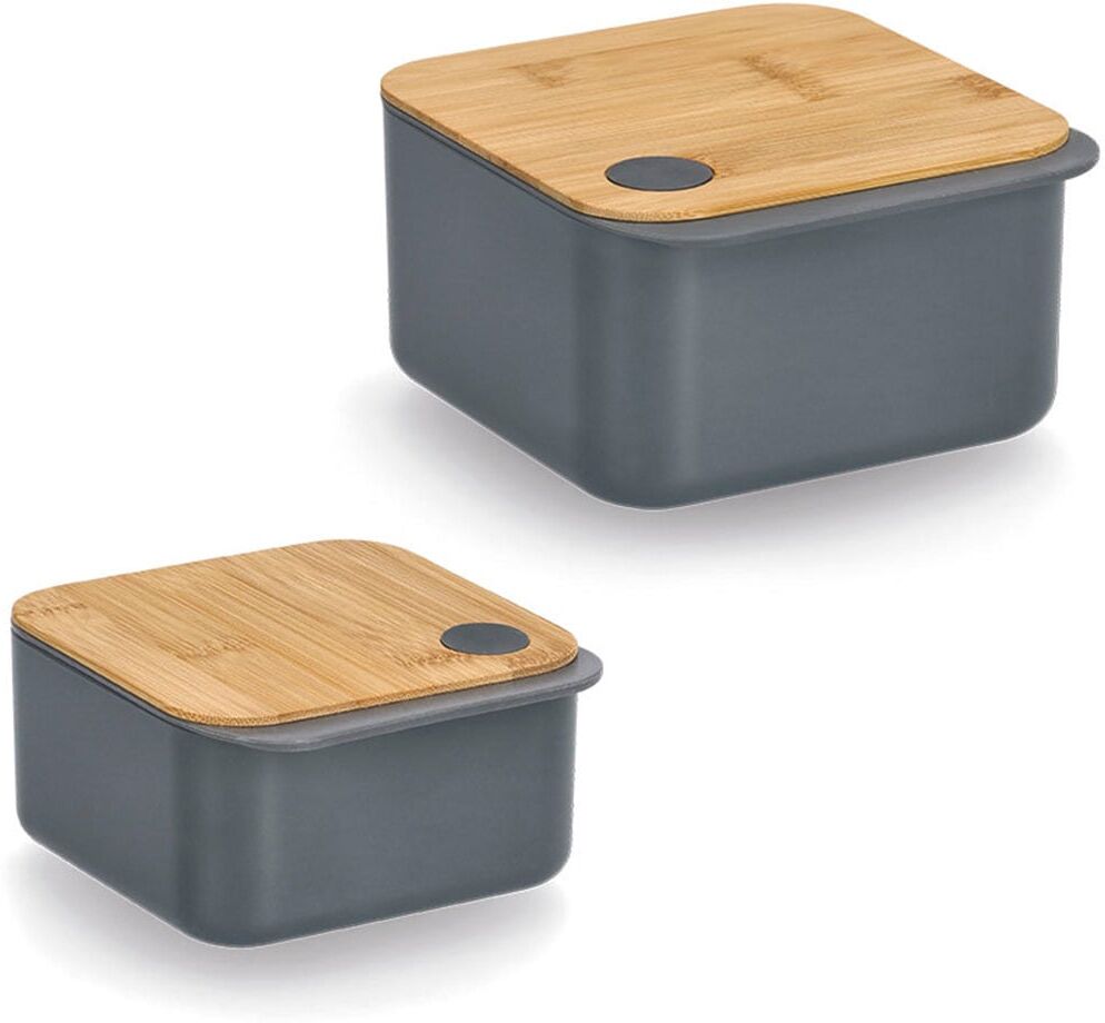 Lunchbox ZELLER PRESENT, grau (anthrazit), B:14,1cm H:8,2cm L:15,4cm, Bambus, Kunststoff, Lebensmittelaufbewahrungsbehälter, Lunchbox, Freude am Essen auch Unterwegs anthrazit B/H/L: 14,1cm x 8,2cm x 15,4cm