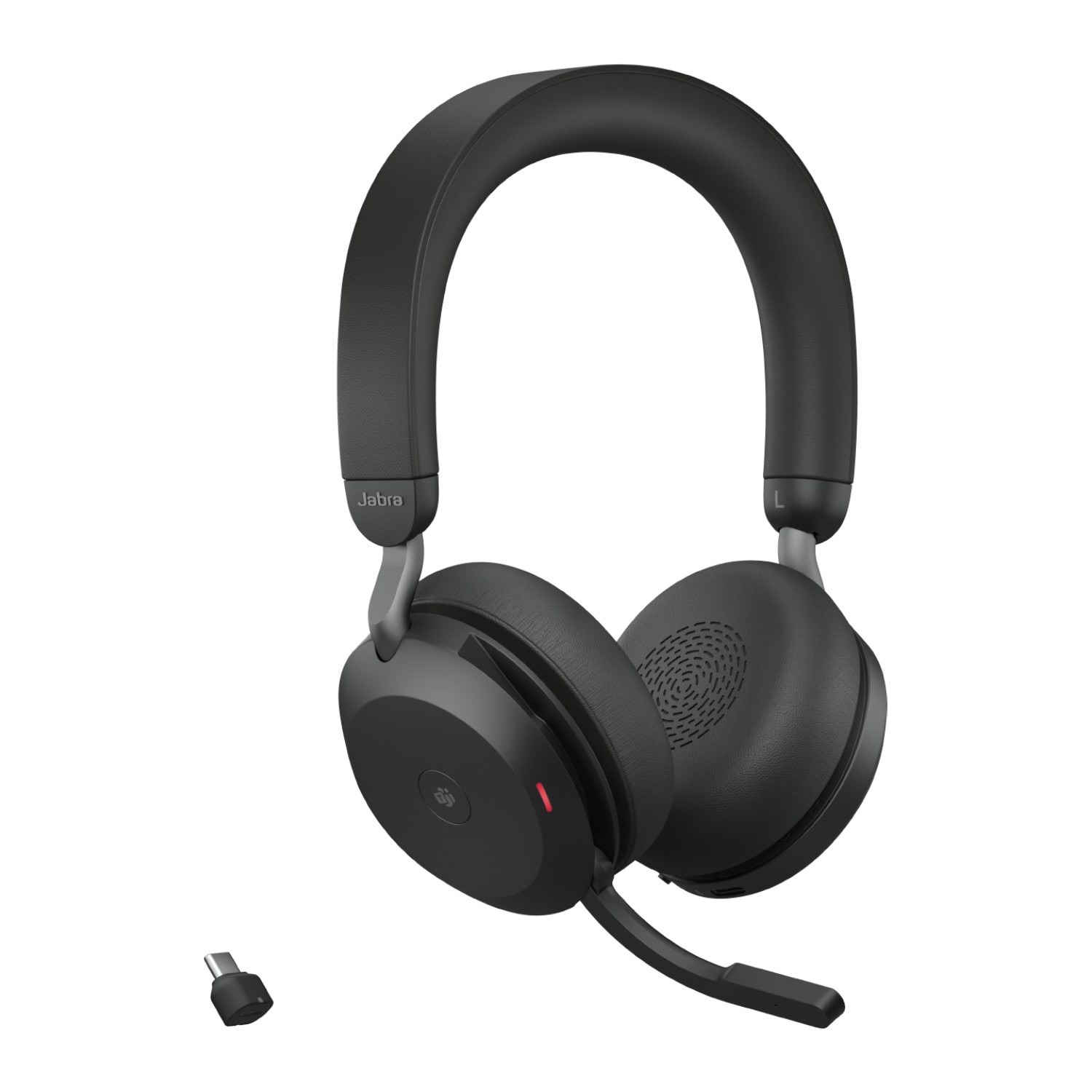 Jabra Evolve2 75 MS Stereo-Headset Schwarz, kabellos, Bluetooth, Link 390c Adapter, USB-C, Microsoft Teams zertifiziert