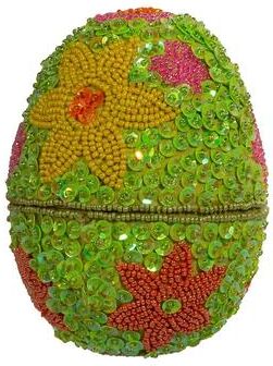 Kurt S. Adler Kurt Adler 5-Inch Decorative Egg Container with Beads and Sequins - 5-inches