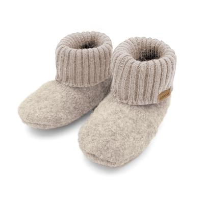 Lauflernschuh MAXIMO, Baby, Gr. 21/22, Kunstfaser, beige (beige, meliert), Obermaterial: 100% Wolle. Futter: 100% Polyacryl, meliert, unifarben, Schuhe Lauflernschuh, Wolle, Anti-Rutsch-Sohle, Strickbündchen