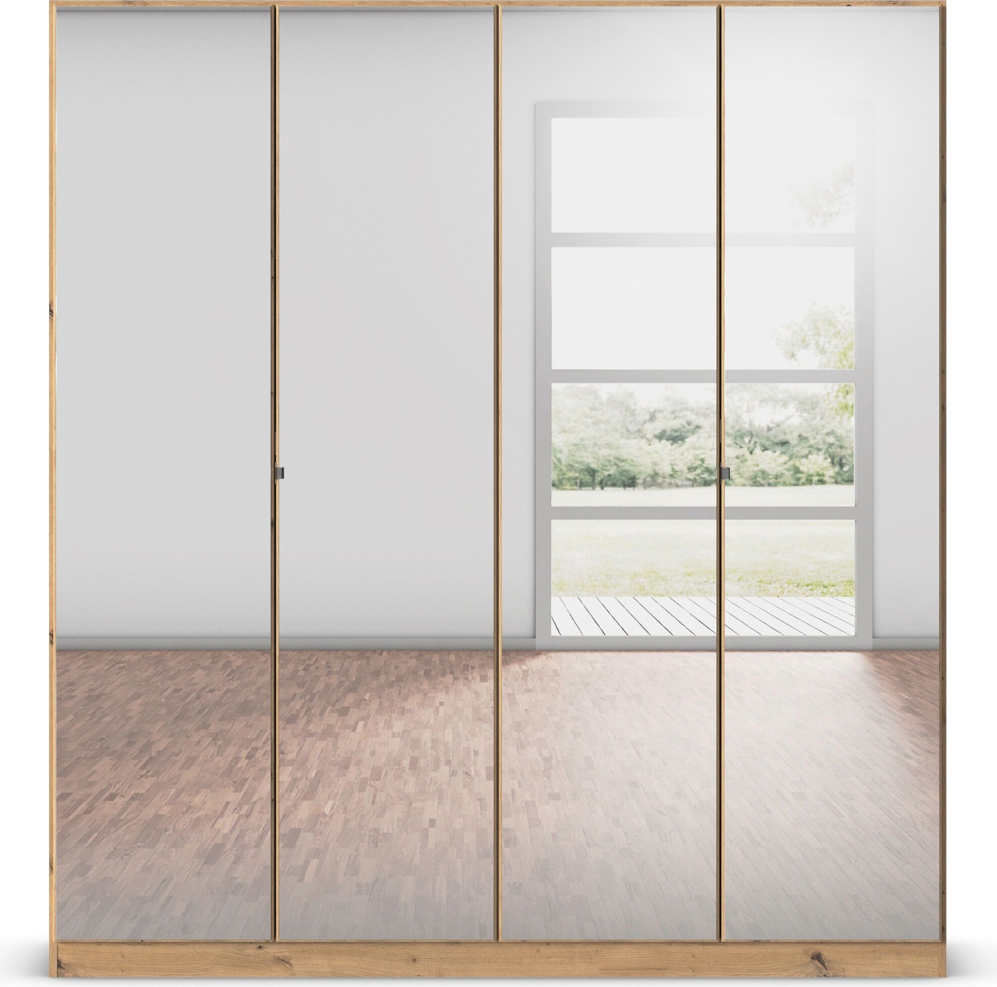 rauch "Reflect" mit Spiegelfront, inkl. praktischer Inneneinteilung und Stoffboxen-Set