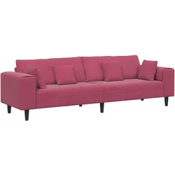 vidaXL Samt Sofa mit Kissen mit Kissen Weinrot 208 cm Samt