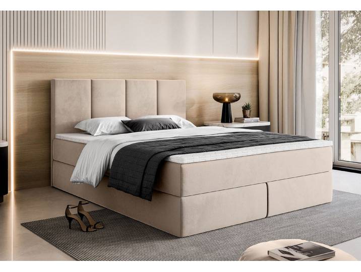 Lookway Boxspringbett ELZA – Komfortables und modernes Polsterbett für jedes Schlafzimmer (mit Bettkasten und Matratze), h:103, t:208